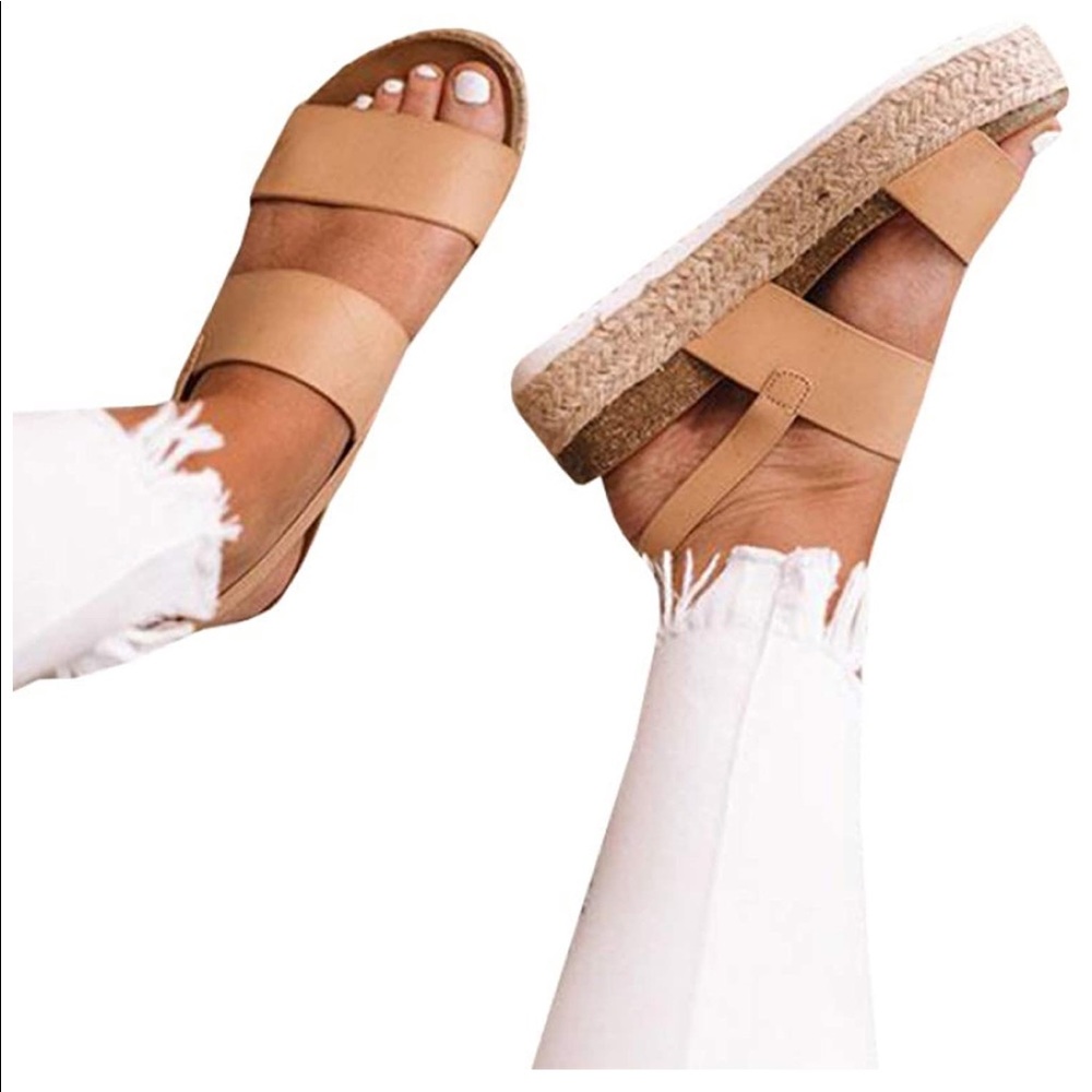 Beige platform sandals
